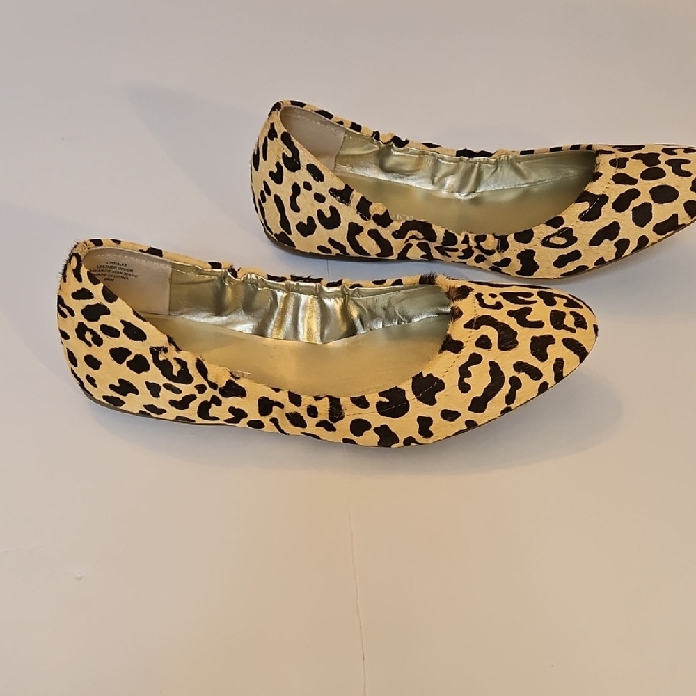Audrey Brooke Leopard Print Tan Brown Spots Fur Ballet Flats Womens 9.5M EUC - Picture 4 of 8